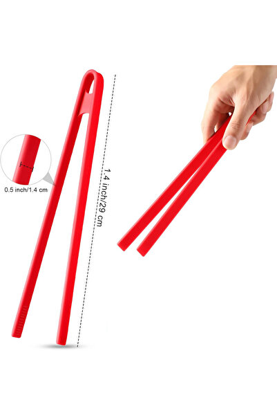 ZUZU MADE Silikon Kızartma Maşası Kırmızı 29 Cm - Izgara Maşası Isıya Dayanıklı Büyük Boy Komple Silikon Maşa