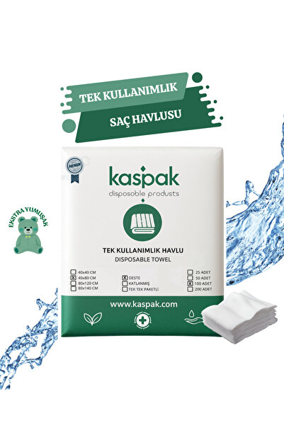 kaspak Tek kullanımlık havlu 40x80 cm 100 adet çok amaçlı saç pedikür manikür...