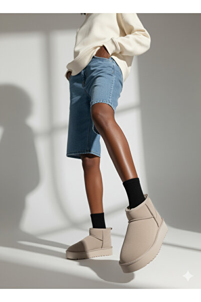 GÜR MODA AYAKKABI Laceless Orthopedic High-Sole with Fur Inside, Warm Lining,...