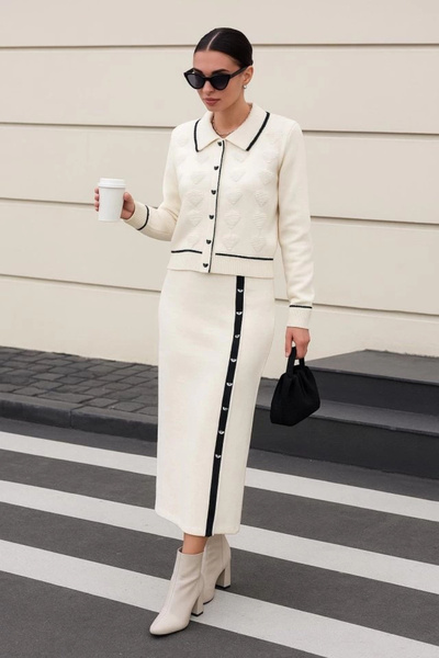 Modayakamoz Γυναικείο Σετ με ριγέ Μπουφάν και Φούστα