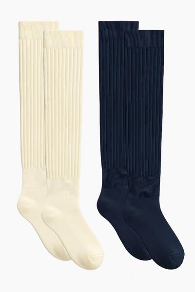 COTENCONCEPT 2 Pairs of Basic Thick Cotton Blend Over-The-Knee Socks