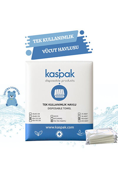 kaspak Tek Kullanımlık Duş/vücut Havlusu 100 Adet 140*80 Cm Büyük Havlu