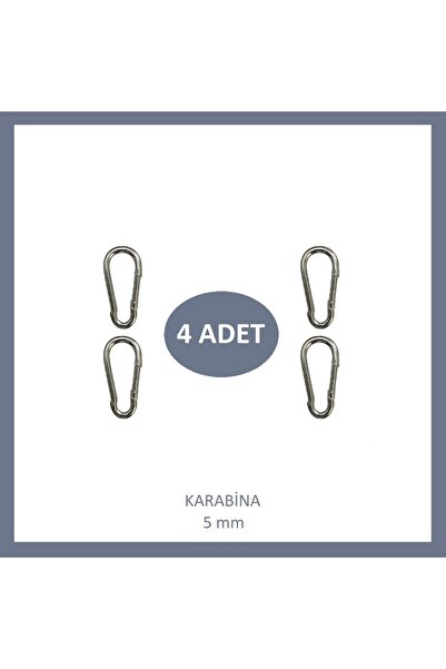 Adilon Galvanizli Karabina, 5 mm, Askı, Çengel, Kanca, Anahtarlık (4 Adet)