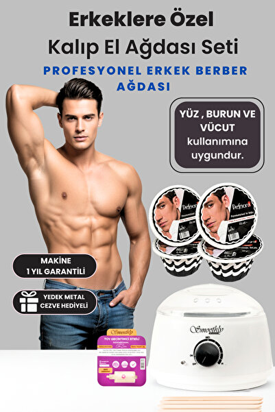 Preferans Erkeklere Özel Kalıp El Ağdası Seti, 500gr Black Ağda, Isıtıcı Maki...