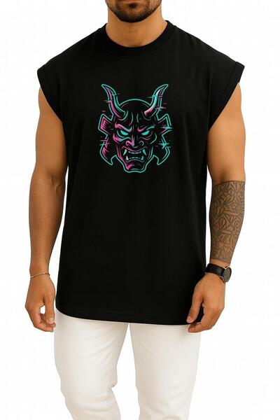 Bahriyeli Collection oversized Glitch Samurai Mask Neon – Αθλητής με σχέδιο σ...