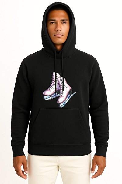 Bahriyeli Collection Φούτερ Unisex με σχέδιο πατινάζ στον πάγο με κουκούλα