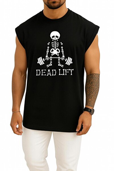 Bahriyeli Collection supradimensionat Dead Lift Tank Top cu design pentru pie...