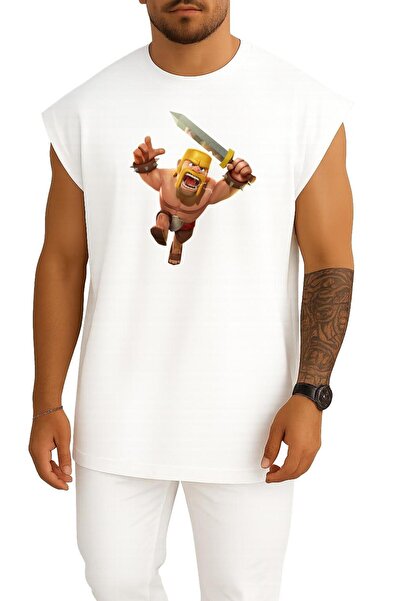 Bahriyeli Collection oversized Clash Of Clans Barbarian Αθλητής με σχέδιο στήθους με εικονογράφηση