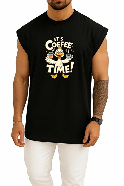Bahriyeli Collection supradimensionat Timpul cafelei - It's Coffee Time Tricou B cu imprimeu Atlet