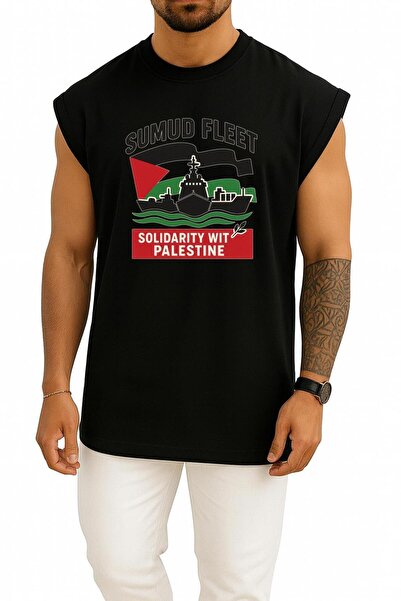 Bahriyeli Collection Oversize Sumud Fleet Undershirt with Chest and Back Design