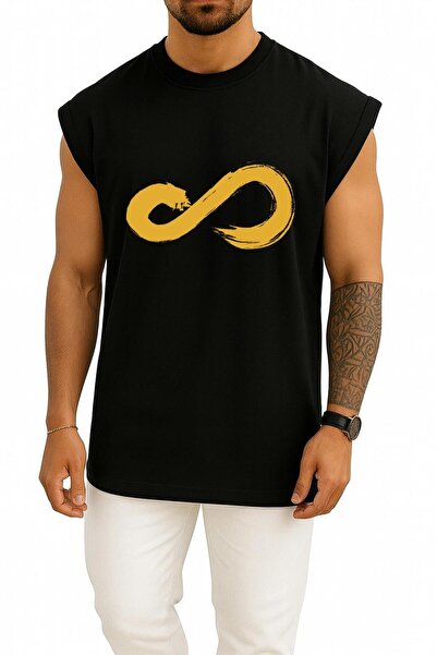 Bahriyeli Collection supradimensionat Tricou cu design pe piept Infinite Infi...