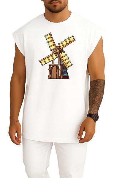 Bahriyeli Collection قصة فضفاضة صدرية ييل دير ميني مطبوع بلون بني وأصفر