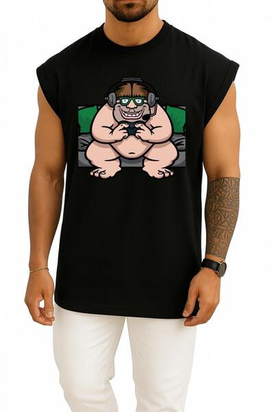 Bahriyeli Collection Oversized Ani Saldıry Garry'Nin Mod Gamer T-Shirt Chest Printed Athlete