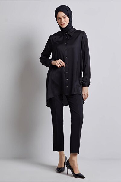 Alvina Asymmetric Cut Satin Tunic 44615