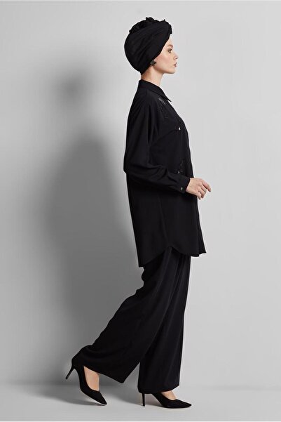 Alvina Shirt Collar Pants Suit 45418