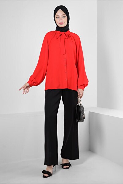 Alvina Tie Detailed Collar - Blouse 43869