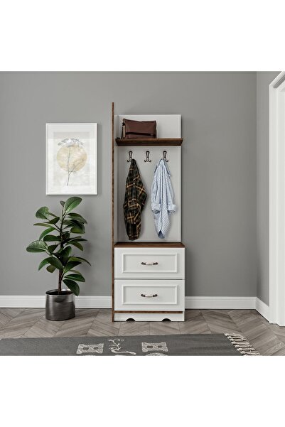 KZNMOB HOME Kartopu 2 Çekmeceli 3 Askılı Country Vestiyer, Portmanto - Tamamı...