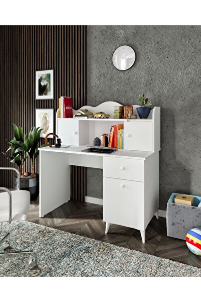 KZNMOB HOME Akasya Çalışma Masası, Bilgisayar Masası, Ofis Masası Beyaz - Tam...
