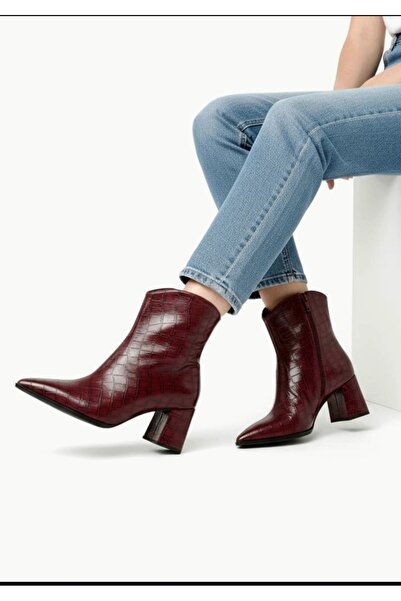 v.s.h velvet Dámské klasické dámské boty s krokodýlím vzorem se špičatou špičkou na silném podpatku s bočním zipem