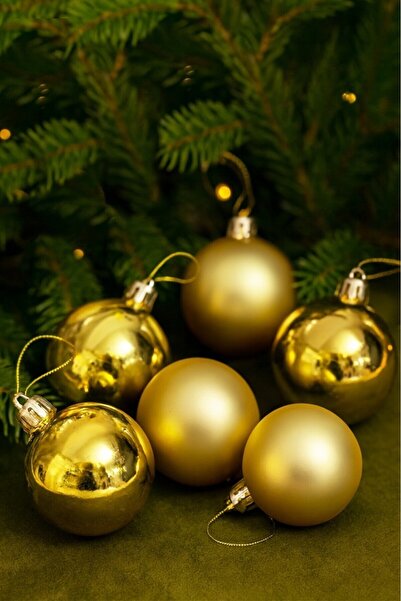 BeySüS Χριστουγεννιάτικο στολίδι για χριστουγεννιάτικο δέντρο 5 εκ. 6 τμχ Χρυσό