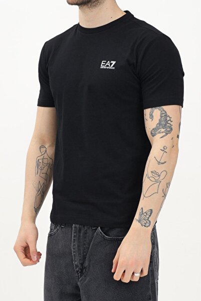 EA7 Crew Neck Black Men's T-Shirt Train Logo Series Tee