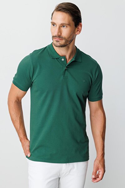 İgs Nefti Modern Fit Slim Fit Polo Neck Plain Short Sleeve 100% Cotton T-Shirt
