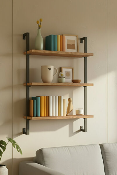 Euromob 3 Raflı Çam Rengi Çok Amaçlı Kitaplık / Dekoratif Duvar Rafı – Kolay ...