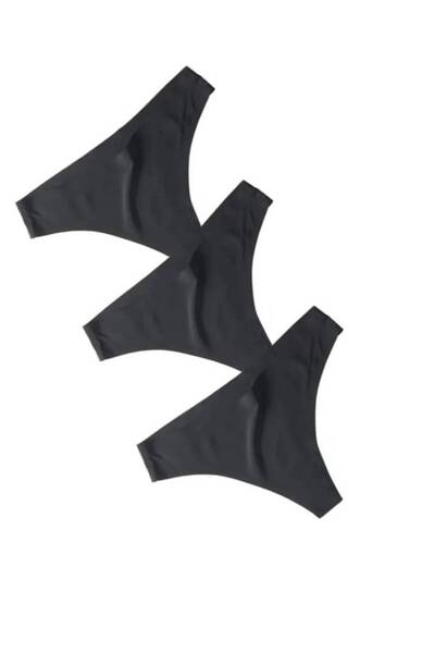 GECKO COLLECTION 3'lü Tanga Siyah Lazer Kesim Dikişsiz Iz Yapmaz Kadın