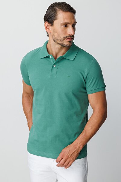 İgs Men's Green Modernfit / Slim Fit Polo Collar T-Shirt