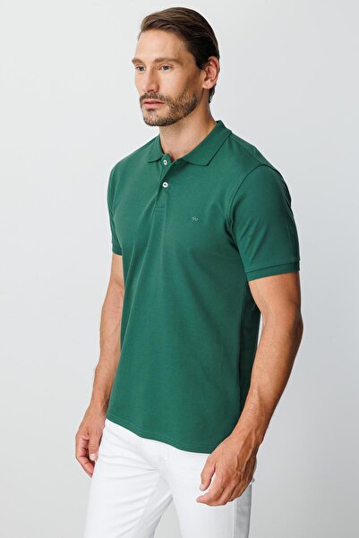 İgs Nefti Modern Fit Slim Fit Polo Neck Plain Short Sleeve 100% Cotton T-Shirt