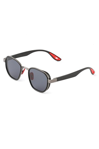 Angel Eyes Corner Design Gray/Black Frame Black Glass Sunglasses