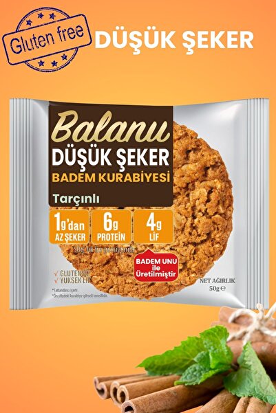 balanu Düşük Şekerli Tarçınlı Badem Kurabiyesi 50gr x3 Adet