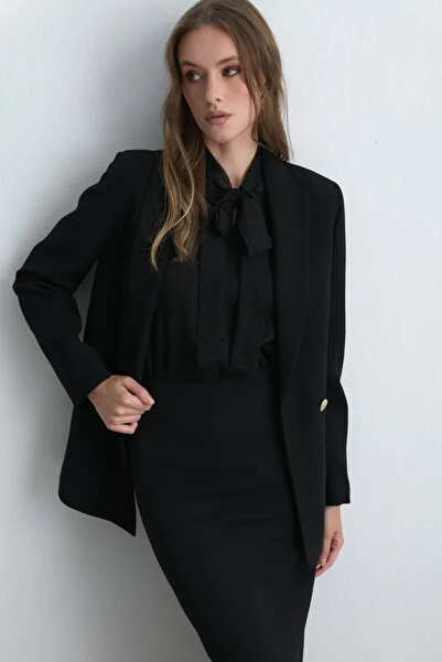 Gusto Long Jersey Pencil Skirt - Black