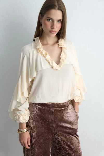 Gusto Anka Collection Wide Leg Velvet Trousers - Dusty Rose