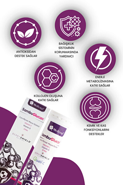 MedicaGo Sambuglucan Kara Mürver Meyve Ekstresi 20 Efervesan Tablet