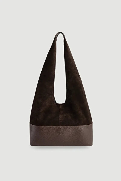 Gusto Suede Bag with Leather Base - Brown