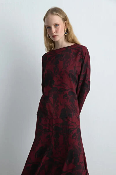 Gusto Μπλούζα με σχέδιο από βισκόζη της συλλογής Anka - Βουργουνδία