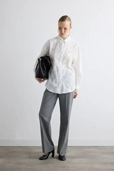Gusto Embroidered Cotton Shirt - White