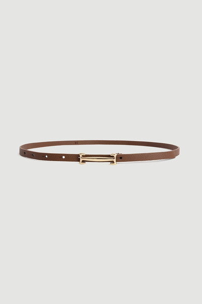Gusto Thin Faux Leather Belt with Lock Buckle - Tan