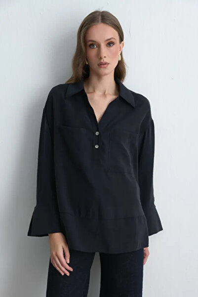 Gusto Relaxed Fit Modal Shirt - Black