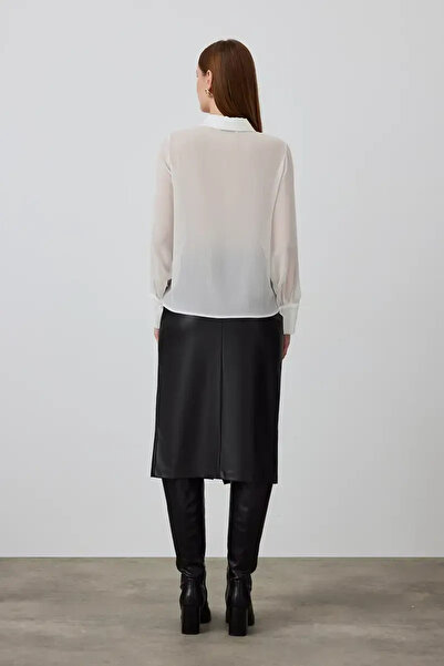 Gusto White Flounce Chiffon Blouse