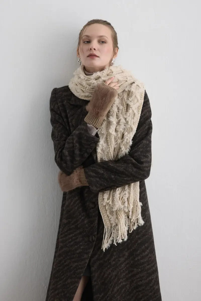 Gusto Ribana Detay Kürk Eldiven - Vizon