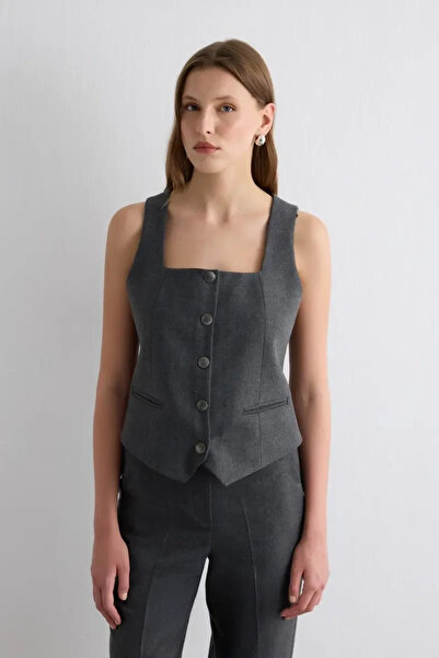 Gusto Herringbone Vest - Gray