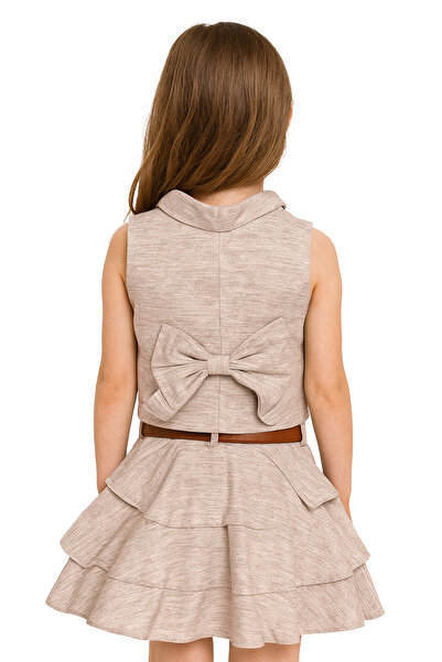 Merdia Σετ 2 τεμαχίων για κορίτσια με λινό γιλέκο και φούστα (με αξεσουάρ ζώνης)