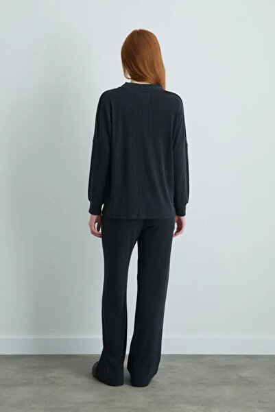 Gusto Ribbed Modal Knitted Cardigan - Gray