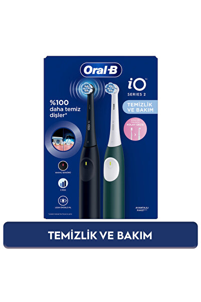 Oral-B iO 2 Şarjlı Diş Fırçası Seti 2'li – Gece Siyahı / Yeşil