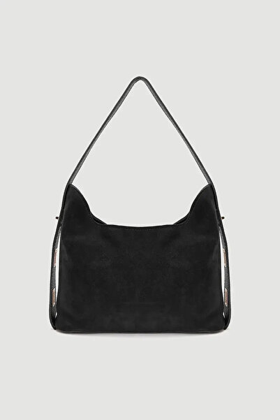 Gusto Suede Bag with Adjustable Strap - Black