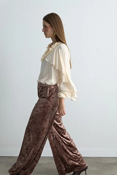 Gusto Anka Collection Wide Leg Velvet Trousers - Dusty Rose