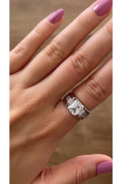 LUMİCOTAKI خاتم XUPING مطلي بالفولاذ بحجر أبيض كبير على شكل عصا، هدية مميزة ل...