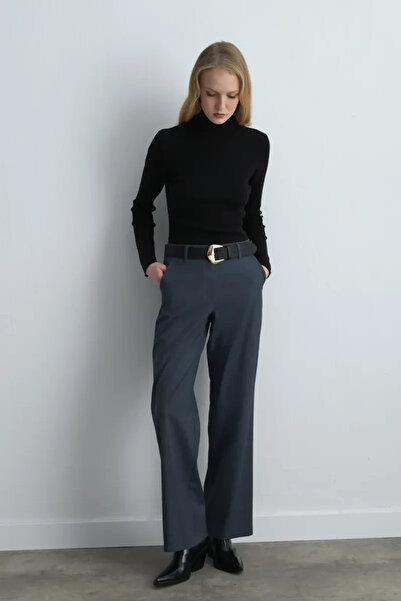 Gusto Straight Leg Fabric Trousers - Navy Blue